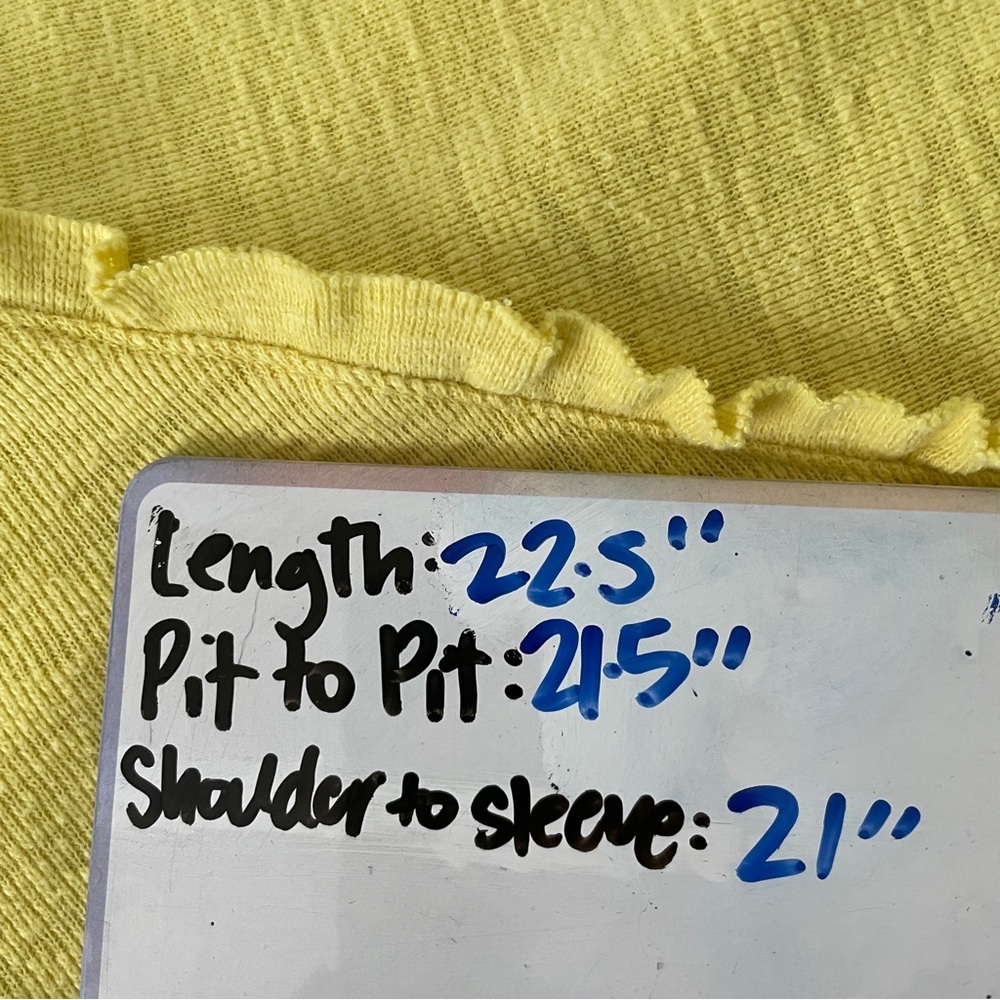 PILCRO Ruffled Raglan XXS Butter Yellow Lightweight Long Sleeve Top - Picture 7 of 7